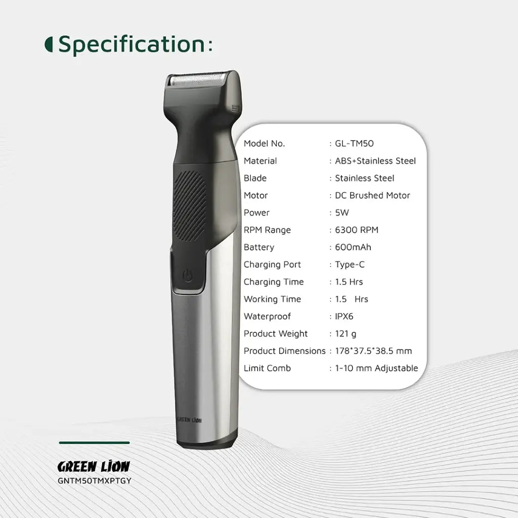 Green Lion 3 In 1 Expert Hair Trimmer & Shaver - Gray