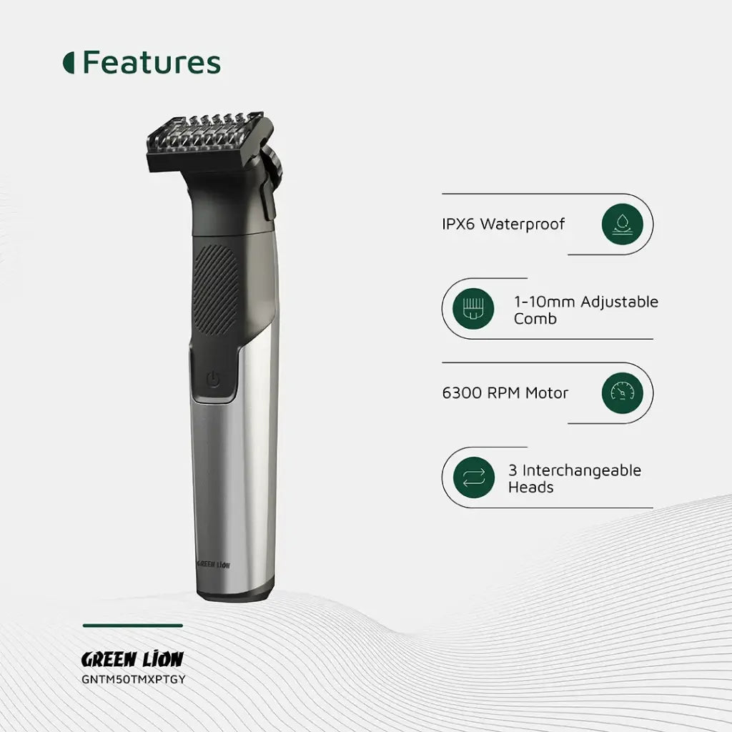 Green Lion 3 In 1 Expert Hair Trimmer & Shaver - Gray
