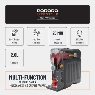 Porodo Lifestyle 200W Slushie and Frozen Drink Maker Machine - Black