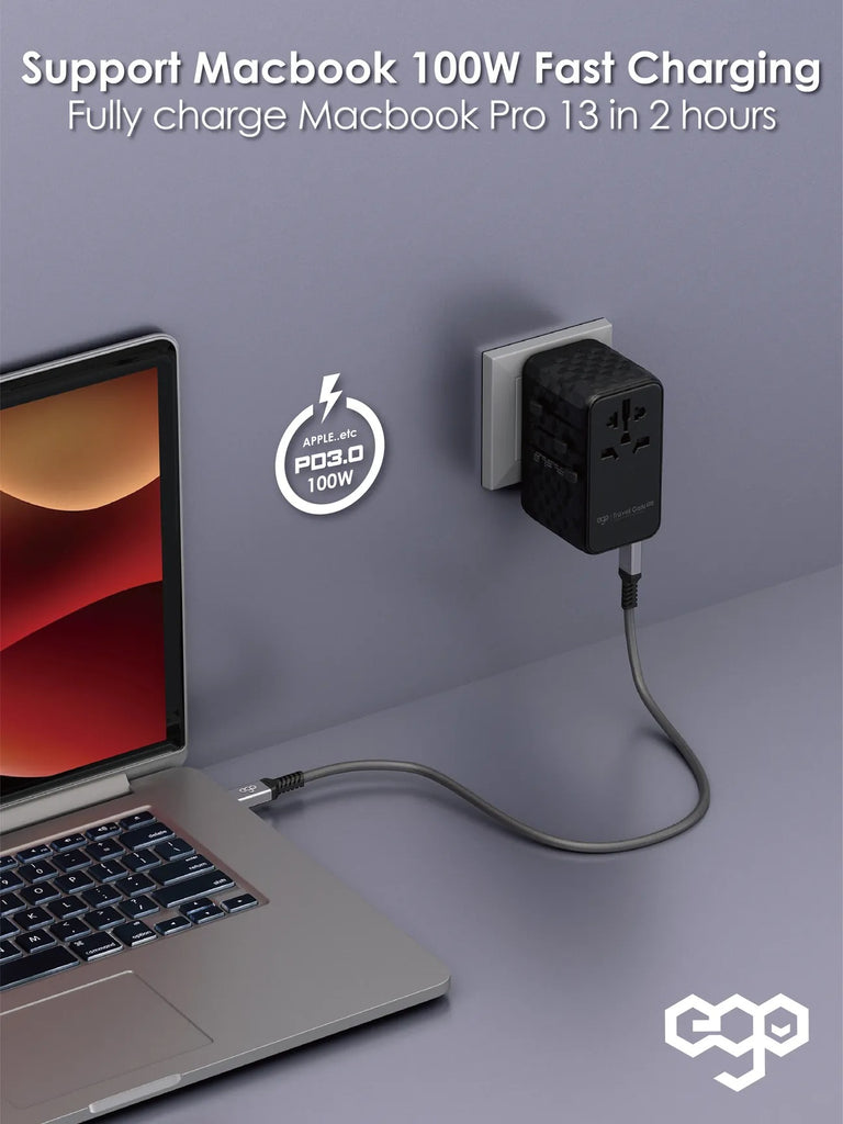 EGO 120W Travel Adapter GaN Pro 4-USB Charger EGO 120W Travel Adapter GaN Pro 4-USB Charger
