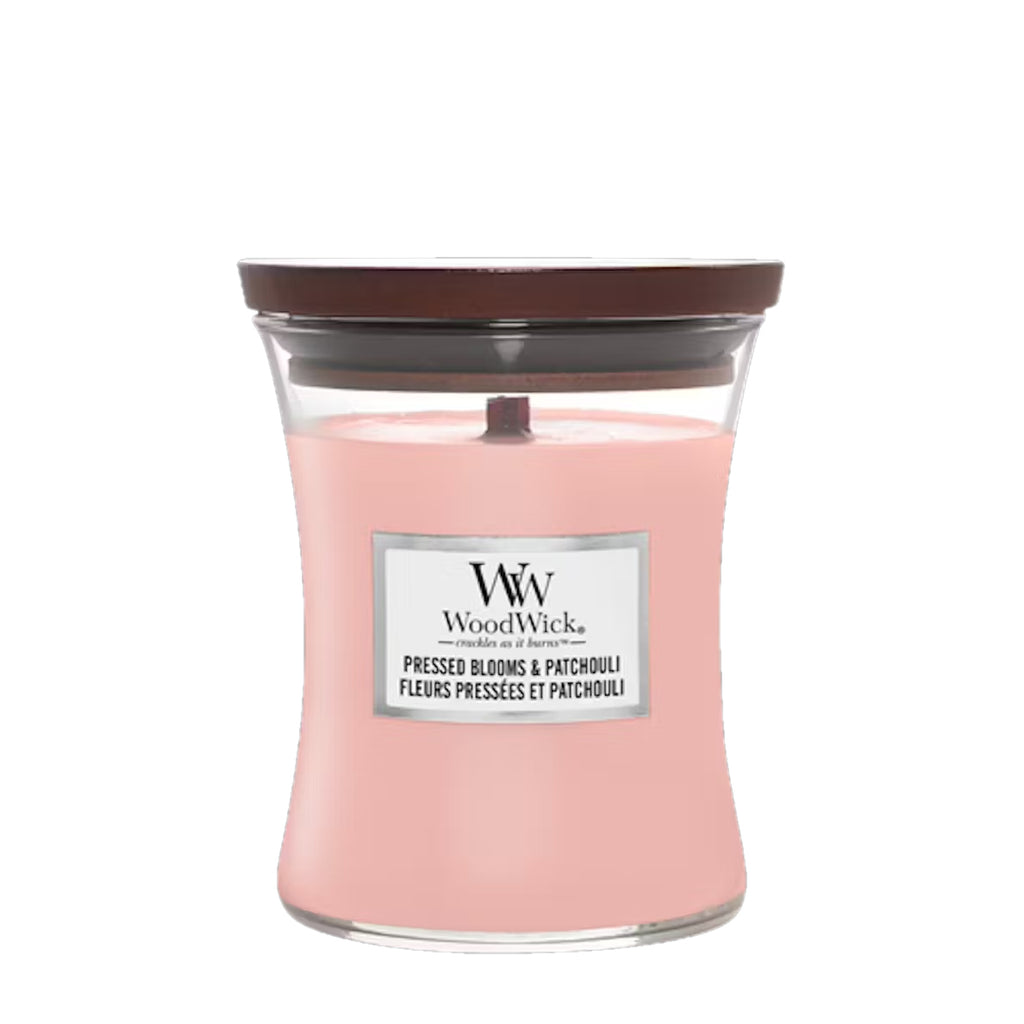 WoodWick Trilogy Medium Hourglass Pressed Blooms & Patchouli Candle WoodWick Trilogy Medium Hourglass Pressed Blooms & Patchouli Candle
