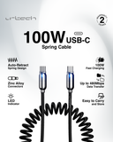 URTECH Premium 100w Spring USB-Type C Charging Cable with Smart LED Indicator