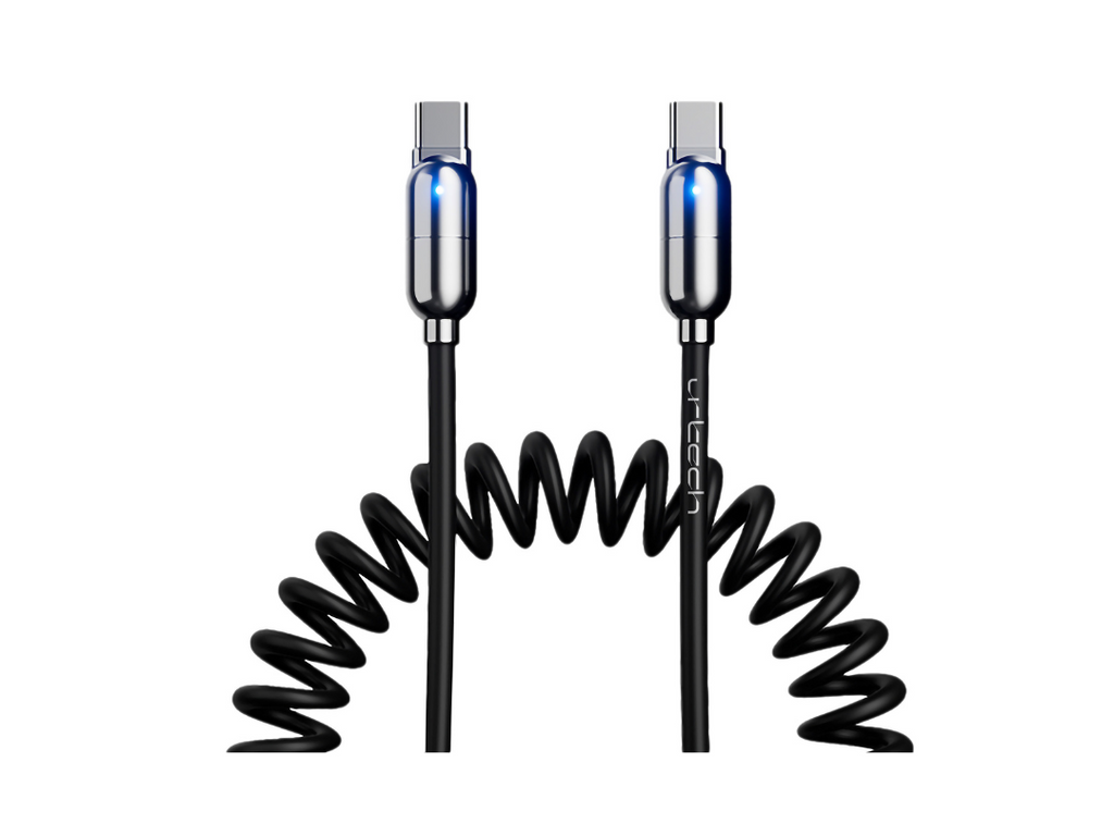 URTECH Premium 100w Spring USB-Type C Charging Cable with Smart LED Indicator URTECH Premium 100w Spring USB-Type C Charging Cable with Smart LED Indicator