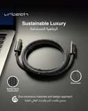 URTECH 100W USB-C to USB-C Cable  Premium Wood Grain Design  Fast Charging & Data Transfer  Durable Nylon Braided