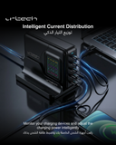 URTECH 200W Charging Station 5-Port USB Fast Charger 100W Power Display