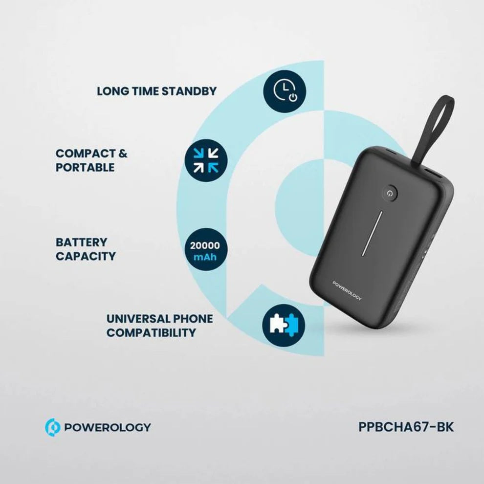 Powerology 20000mAh Power Bank 30CM Type-C Cable Powerology 20000mAh Power Bank 30CM Type-C Cable