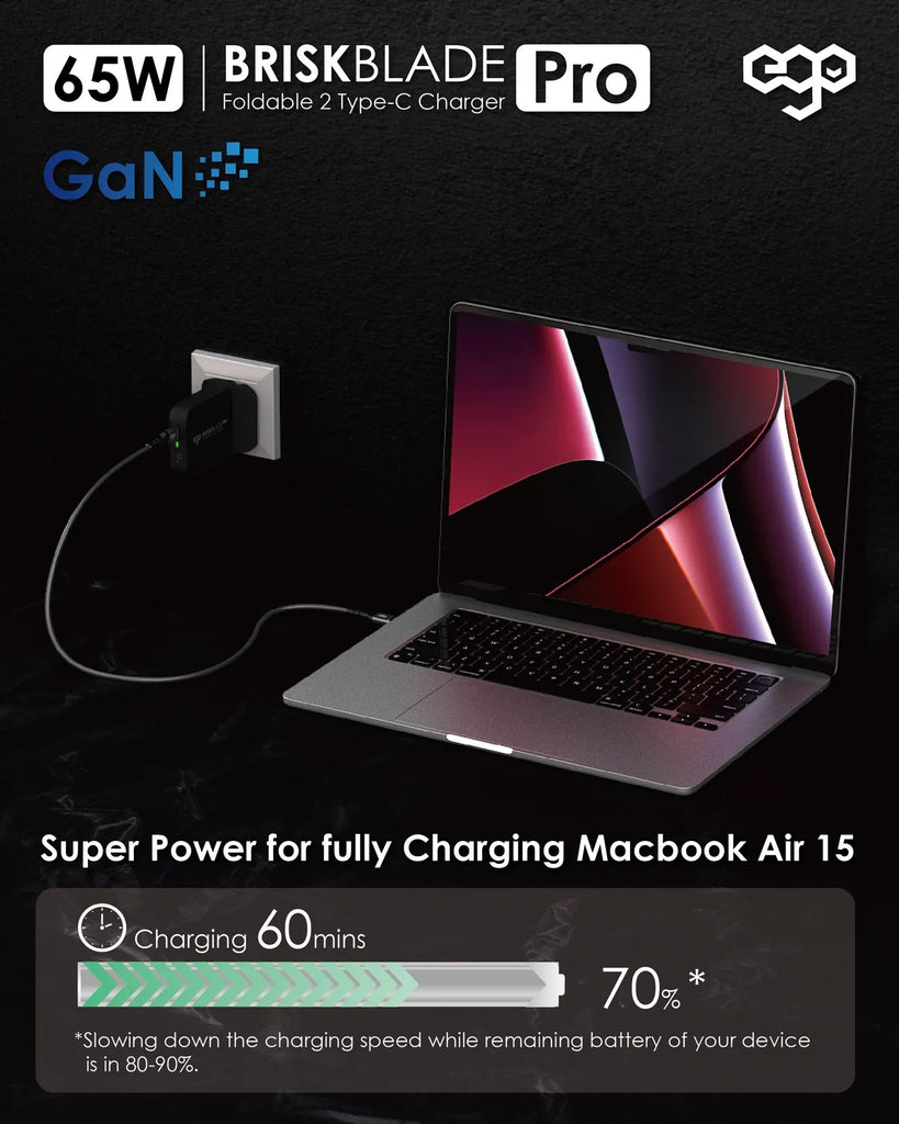 EGO 65W Brisk Blade Pro GaN Charger -Black EGO 65W Brisk Blade Pro GaN Charger -Black