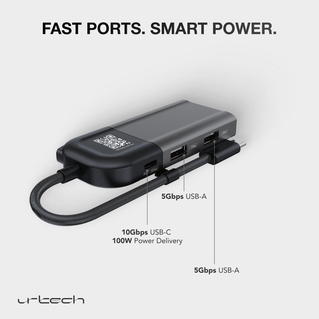 URTECH 6-in-1 USB-C Hub Privacy Screen Protection 4K HDMI SD Card Reader 100W PD Premium Aluminum Design URTECH 6-in-1 USB-C Hub Privacy Screen Protection 4K HDMI SD Card Reader 100W PD Premium Aluminum Design