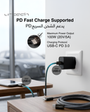 URTECH 100W USB-C to USB-C Cable  Premium Wood Grain Design  Fast Charging & Data Transfer  Durable Nylon Braided