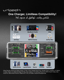 URTECH Desktop Charger 130W GaN Multi Port USB-C/USB-A / Interactive Smart Display & Touch Control  Premium Multi-Device Charging Hub for Gaming & Professional Use