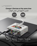 URTECH Desktop Charger 130W GaN Multi Port USB-C/USB-A / Interactive Smart Display & Touch Control  Premium Multi-Device Charging Hub for Gaming & Professional Use