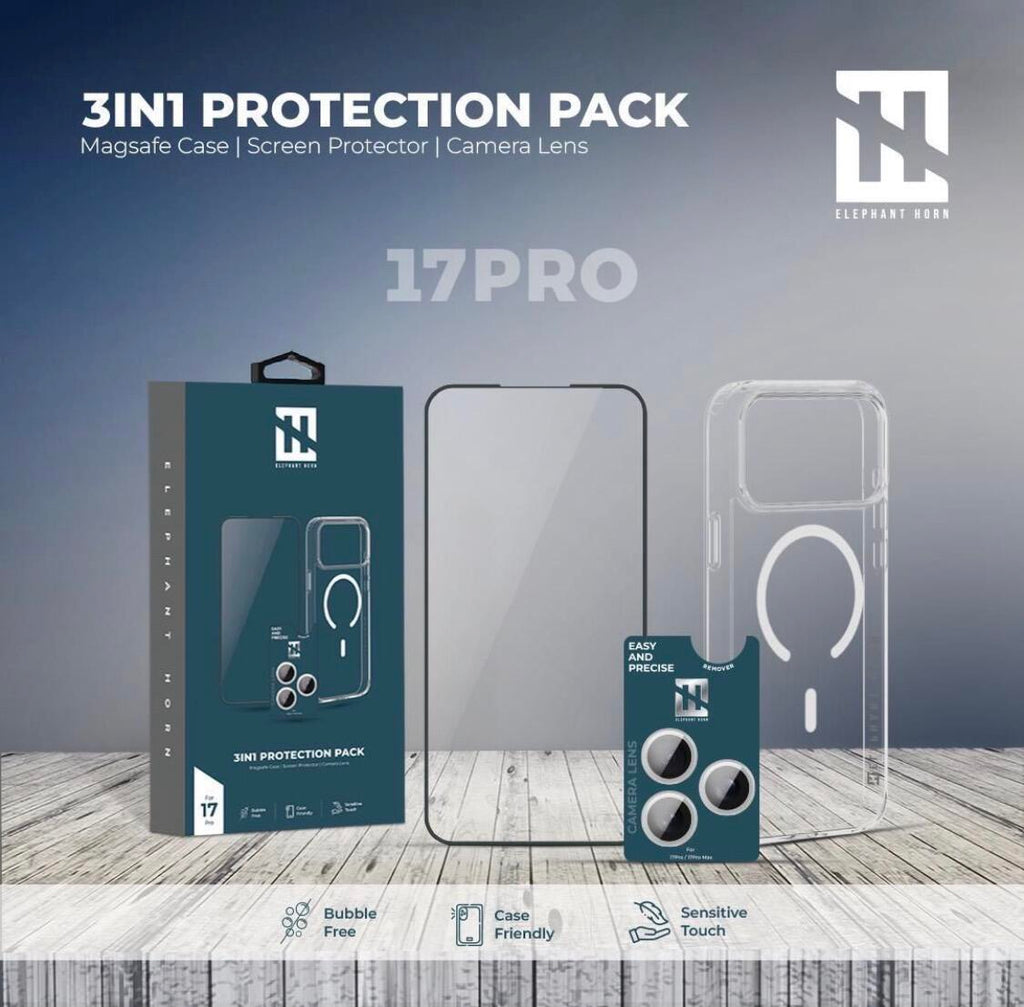 Elephant Horn 3IN1 Protection Pack for iPhone 17 Series Elephant Horn 3IN1 Protection Pack for iPhone 17 Series