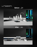 URTECH Desktop Charger 130W GaN Multi Port USB-C/USB-A / Interactive Smart Display & Touch Control  Premium Multi-Device Charging Hub for Gaming & Professional Use