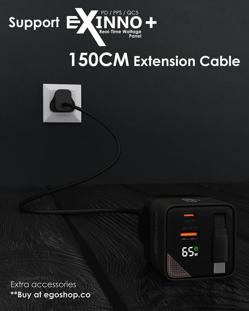 EGO 65W SUPERIOR GaN 4 Travel Adapter Charger EGO 65W SUPERIOR GaN 4 Travel Adapter Charger