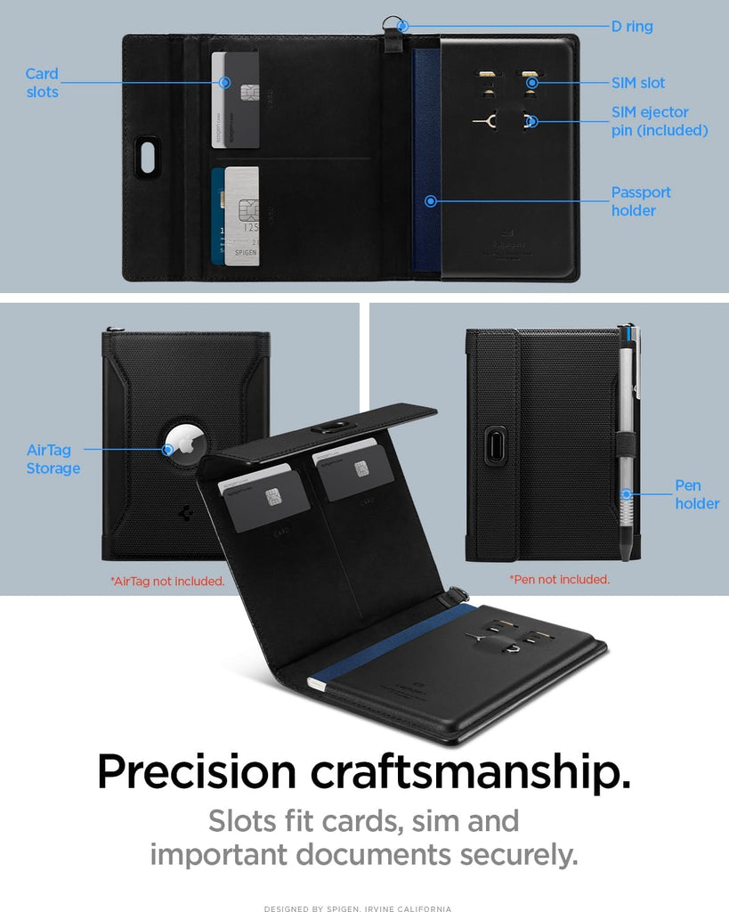 Spigen Universal AirTag Passport Holder - Black Spigen Universal AirTag Passport Holder - Black
