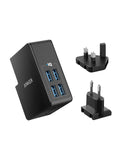 Anker PowerPort 4 Lite Interchangeable EU and UK Plugs – Black