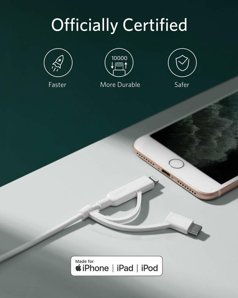 Anker PowerLine 3 in 1 USB-A to USB-C Micro USB Lightning Charging Cable Anker PowerLine 3 in 1 USB-A to USB-C Micro USB Lightning Charging Cable