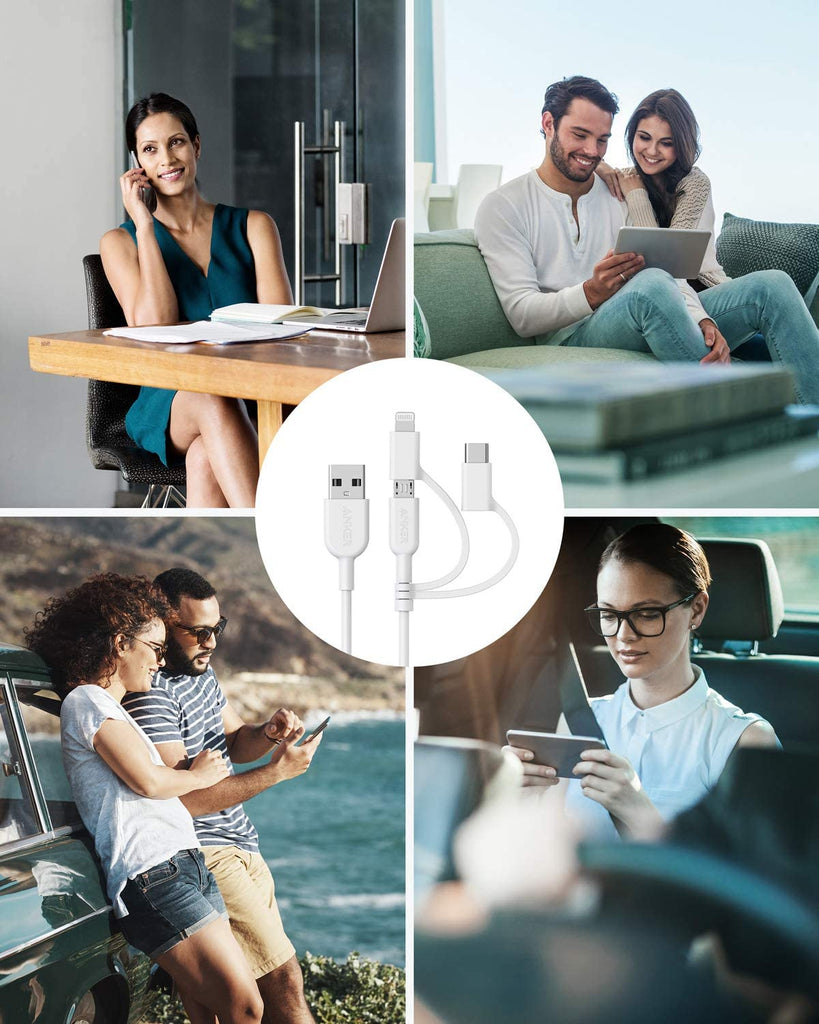 Anker PowerLine 3 in 1 USB-A to USB-C Micro USB Lightning Charging Cable Anker PowerLine 3 in 1 USB-A to USB-C Micro USB Lightning Charging Cable