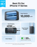 Anker Nano 10000mAh Power Bank with Built-In Retractable USB-C Cable 45W Fast Charging