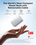 Anker Nano 10000mAh Power Bank with Built-In Retractable USB-C Cable 45W Fast Charging