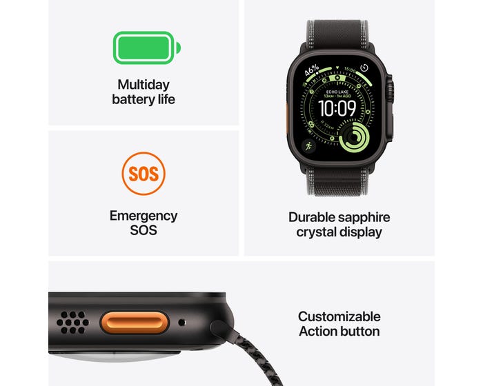 Apple Watch Ultra 3 GPS + Cellular 49mm Black Titanium Case With Black Alpine Loop Medium Apple Watch Ultra 3 GPS + Cellular 49mm Black Titanium Case With Black Alpine Loop Medium