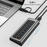 BENFEI 7-Port USB 3.0 Data Hub with BC 1.2 Charging Port, 45W GaN  Dual Type C