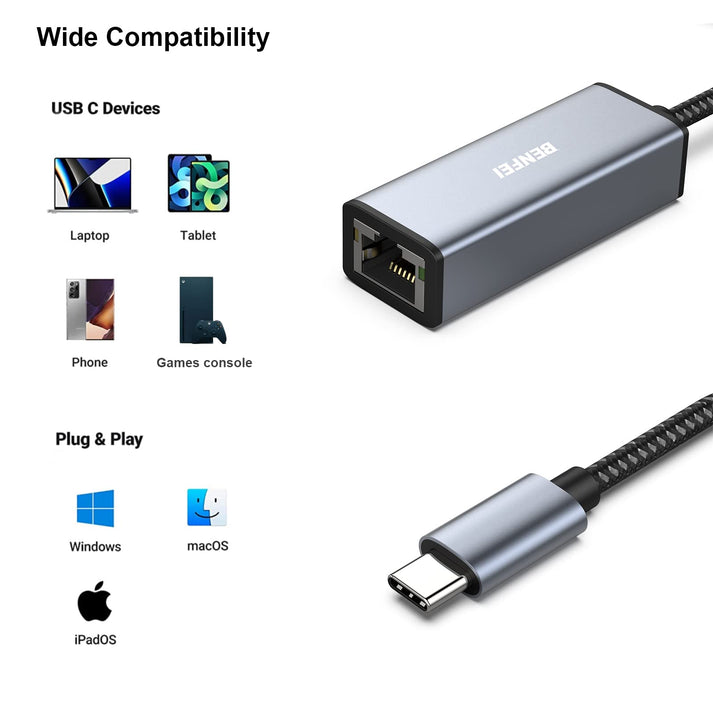BENFEI USB-C to Ethernet Adapter BENFEI USB-C to Ethernet Adapter