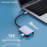 BENFEI Usb C Hub 4in1, Usb Type-C To Hdmi Vga Adapter, Usb C To Usb Adapter