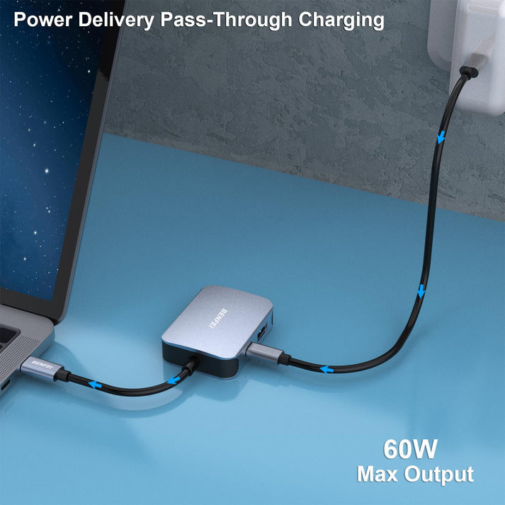 BENFEI Usb C Hub 4in1, Usb Type-C To Hdmi Vga Adapter, Usb C To Usb Adapter BENFEI Usb C Hub 4in1, Usb Type-C To Hdmi Vga Adapter, Usb C To Usb Adapter