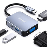 BENFEI Usb C Hub 4in1, Usb Type-C To Hdmi Vga Adapter, Usb C To Usb Adapter