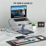 BENFEI  Laptop Stand with USB C Hub, and 15W Wireless Charger