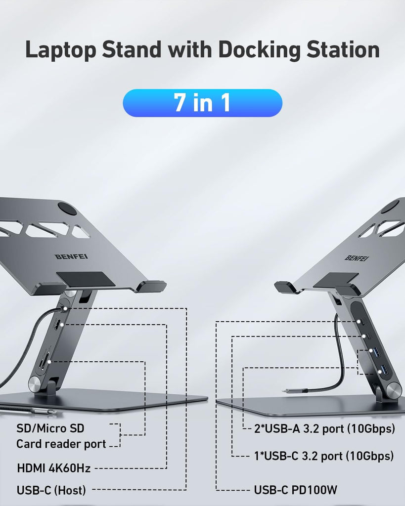 BENFEI Laptop Stand with USB-C 7in1 Docking Station BENFEI Laptop Stand with USB-C 7in1 Docking Station