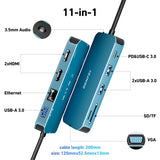 BENFEI 11 in 1 USB C Hub Triple Display Docking Station Dual HDMI VGAUSB 3.0 SD TF Card Reader 3 5mm AUX Audio