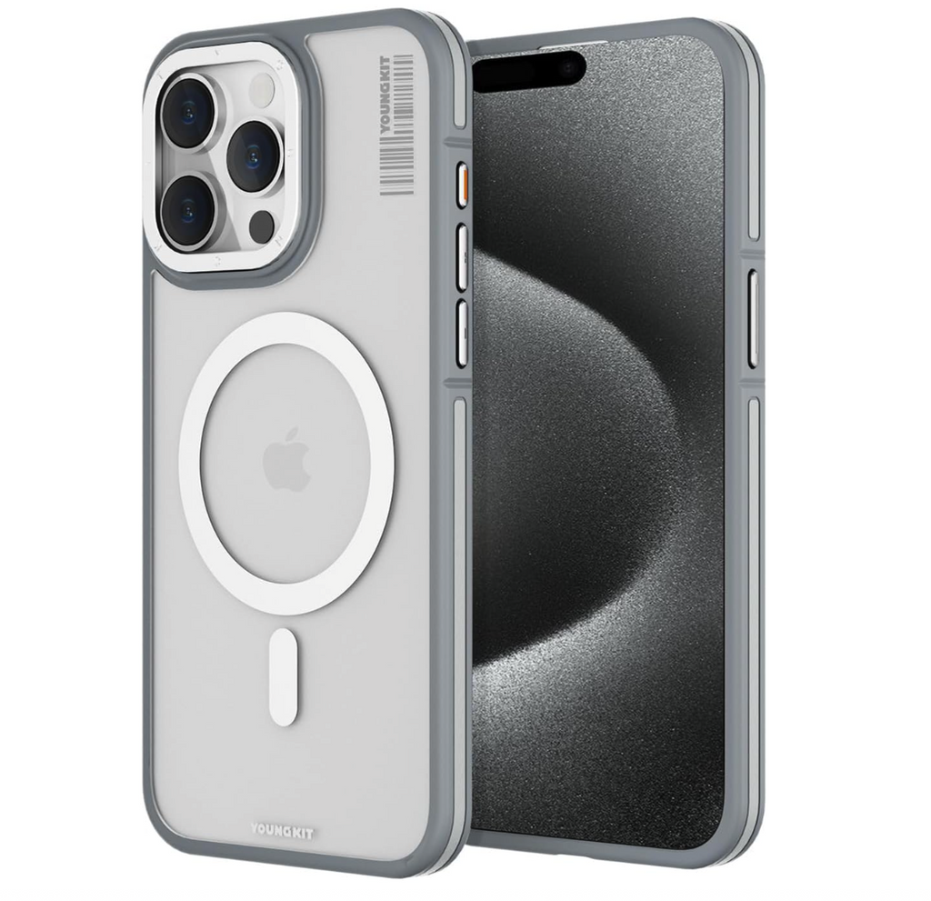 YOUNGKIT SKIN FEEL ROCK SAND MAGSAFE CASE FOR IPHONE 15 PRO - GREY