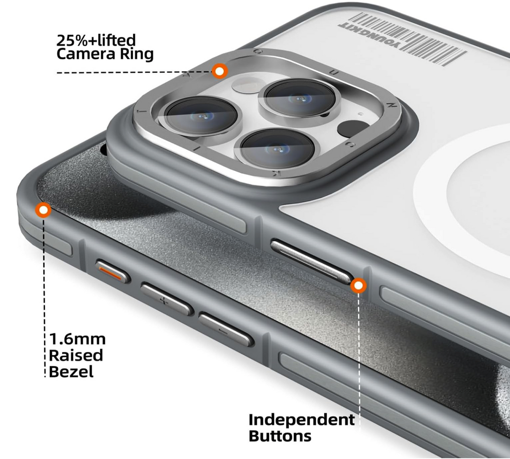 YOUNGKIT SKIN FEEL ROCK SAND MAGSAFE CASE FOR IPHONE 15 PRO - GREY YOUNGKIT SKIN FEEL ROCK SAND MAGSAFE CASE FOR IPHONE 15 PRO - GREY