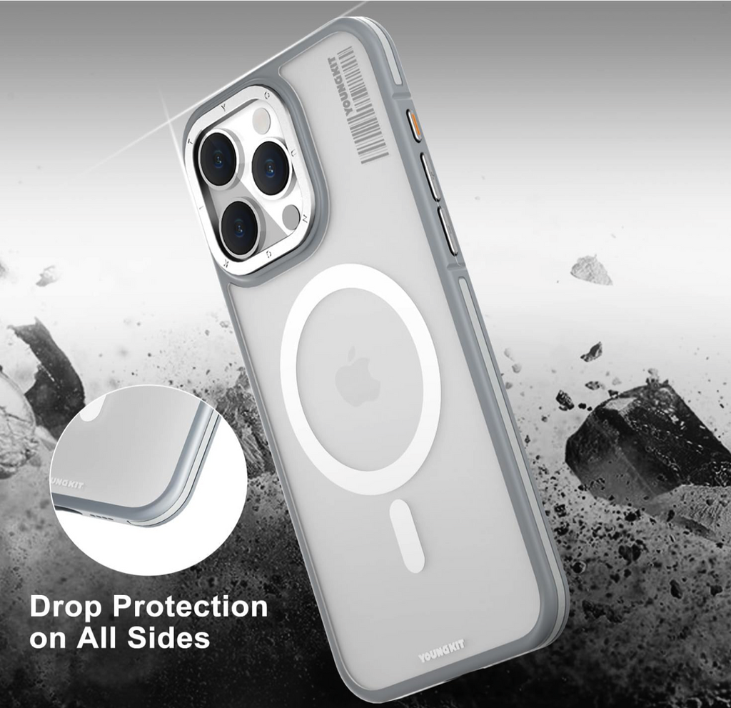 YOUNGKIT SKIN FEEL ROCK SAND MAGSAFE CASE FOR IPHONE 15 PRO - GREY YOUNGKIT SKIN FEEL ROCK SAND MAGSAFE CASE FOR IPHONE 15 PRO - GREY