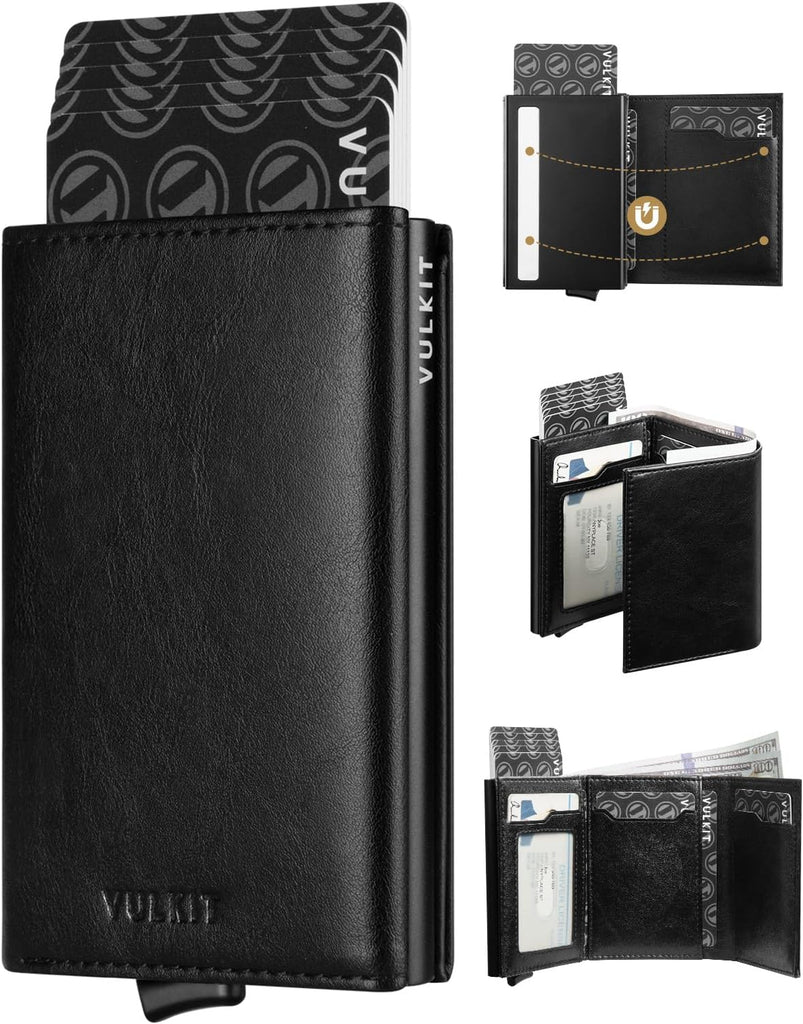 VULKIT Genuine Leather, Without Back Zipper Slot, Magnetic Strip Closure Tri-fold Wallet (VC208P) VULKIT Genuine Leather, Without Back Zipper Slot, Magnetic Strip Closure Tri-fold Wallet (VC208P)