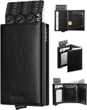 VULKIT Genuine Leather, Without Back Zipper Slot, Magnetic Strip Closure Tri-fold Wallet (VC208P)