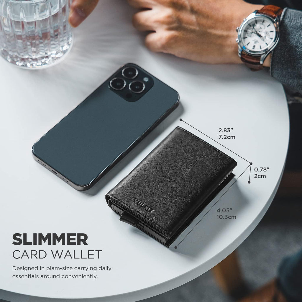 VULKIT Genuine Leather, Without Back Zipper Slot, Magnetic Strip Closure Tri-fold Wallet (VC208P) VULKIT Genuine Leather, Without Back Zipper Slot, Magnetic Strip Closure Tri-fold Wallet (VC208P)