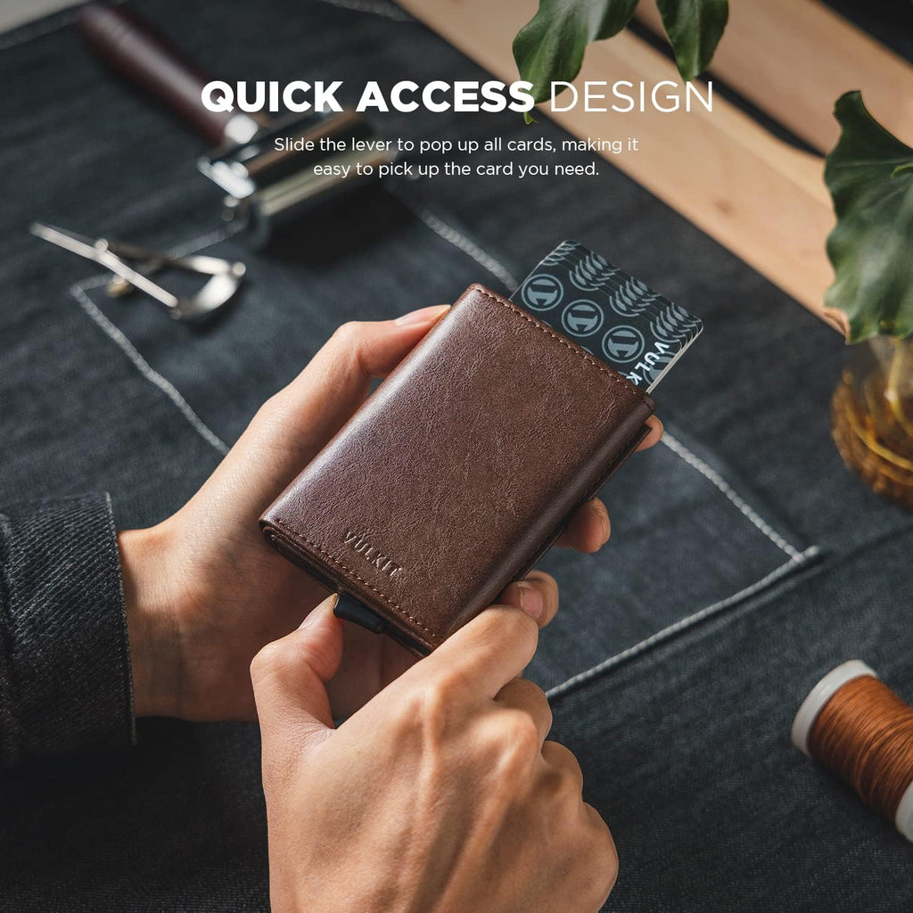 VULKIT Genuine Leather, Without Back Zipper Slot, Magnetic Strip Closure Tri-fold Wallet (VC208P) VULKIT Genuine Leather, Without Back Zipper Slot, Magnetic Strip Closure Tri-fold Wallet (VC208P)
