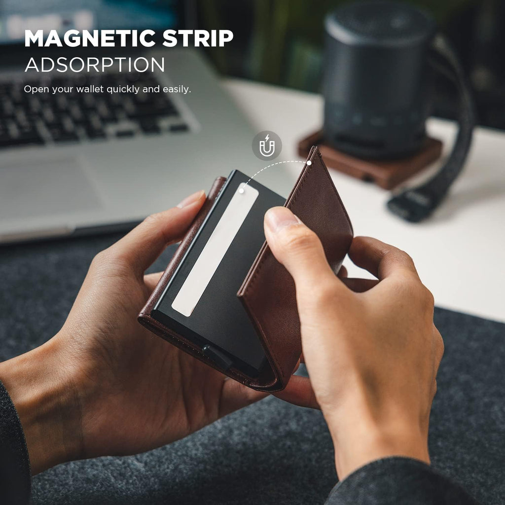 VULKIT Genuine Leather, Without Back Zipper Slot, Magnetic Strip Closure Tri-fold Wallet (VC208P) VULKIT Genuine Leather, Without Back Zipper Slot, Magnetic Strip Closure Tri-fold Wallet (VC208P)