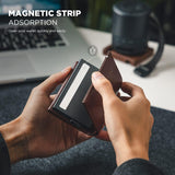 VULKIT Genuine Leather, Without Back Zipper Slot, Magnetic Strip Closure Tri-fold Wallet (VC208P)