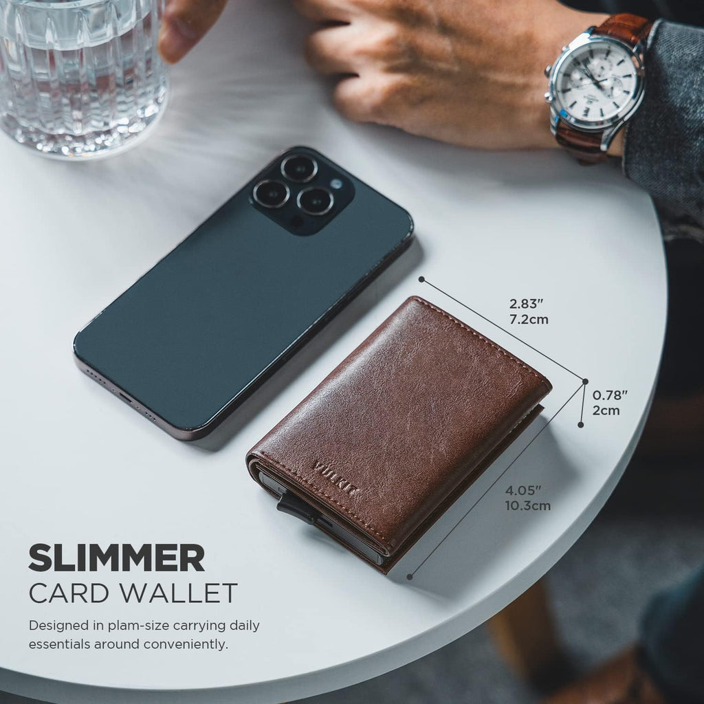 VULKIT Genuine Leather, Without Back Zipper Slot, Magnetic Strip Closure Tri-fold Wallet (VC208P) VULKIT Genuine Leather, Without Back Zipper Slot, Magnetic Strip Closure Tri-fold Wallet (VC208P)