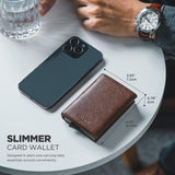 VULKIT Genuine Leather, Without Back Zipper Slot, Magnetic Strip Closure Tri-fold Wallet (VC208P)