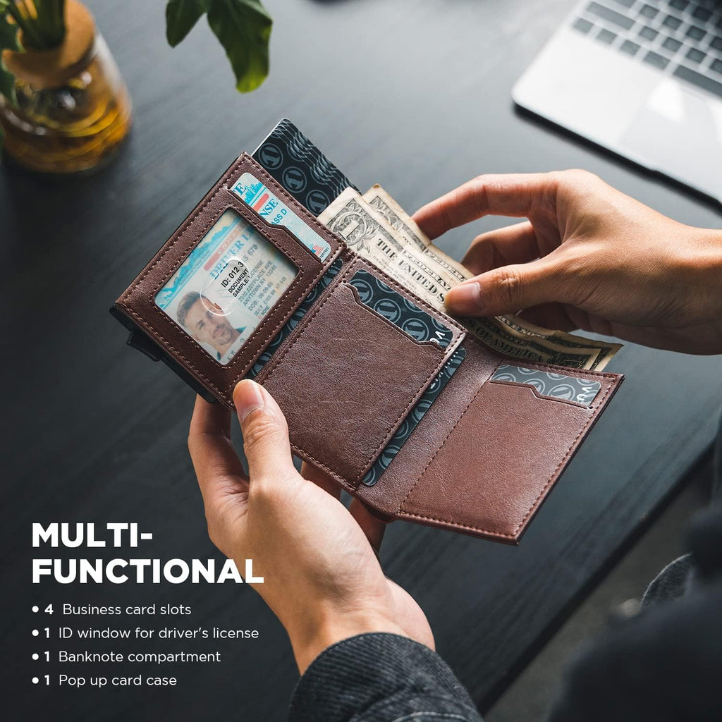VULKIT Genuine Leather, Without Back Zipper Slot, Magnetic Strip Closure Tri-fold Wallet (VC208P) VULKIT Genuine Leather, Without Back Zipper Slot, Magnetic Strip Closure Tri-fold Wallet (VC208P)