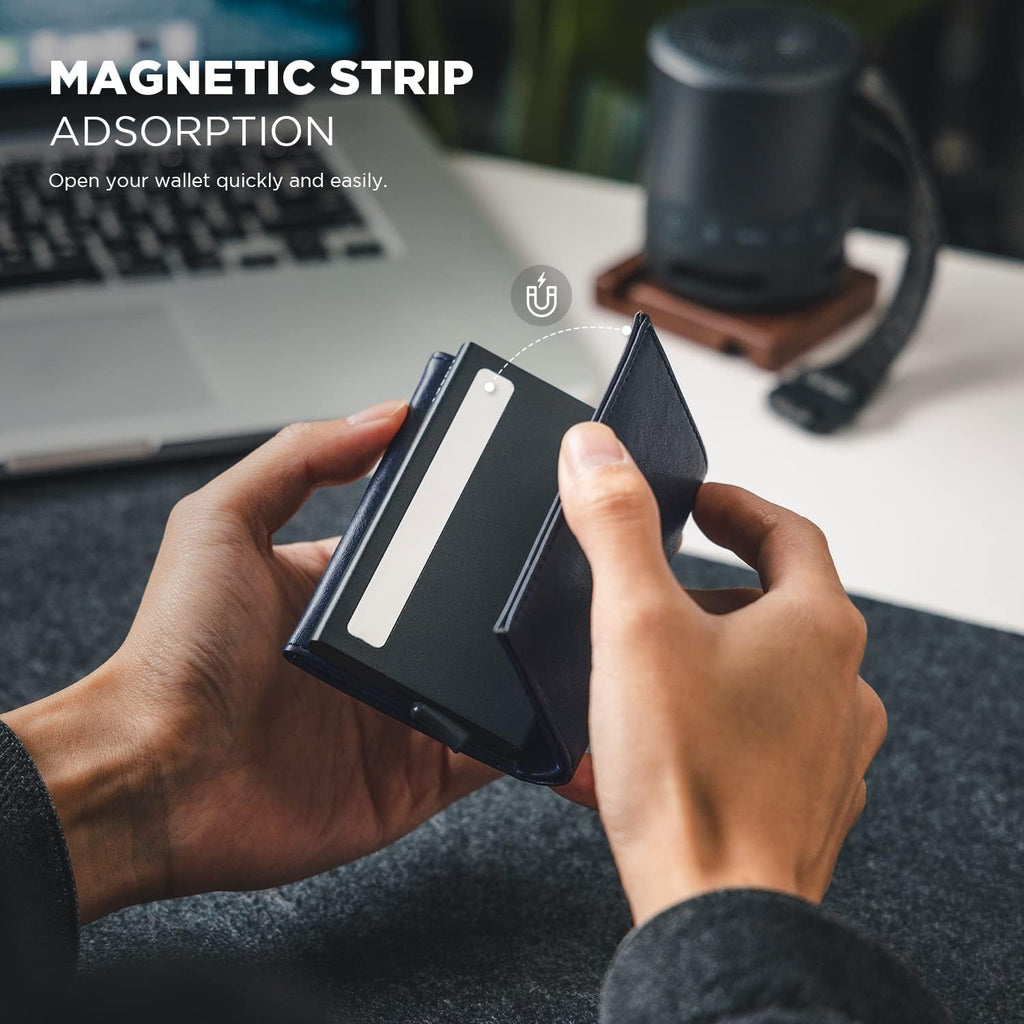 VULKIT Genuine Leather, Without Back Zipper Slot, Magnetic Strip Closure Tri-fold Wallet (VC208P) VULKIT Genuine Leather, Without Back Zipper Slot, Magnetic Strip Closure Tri-fold Wallet (VC208P)