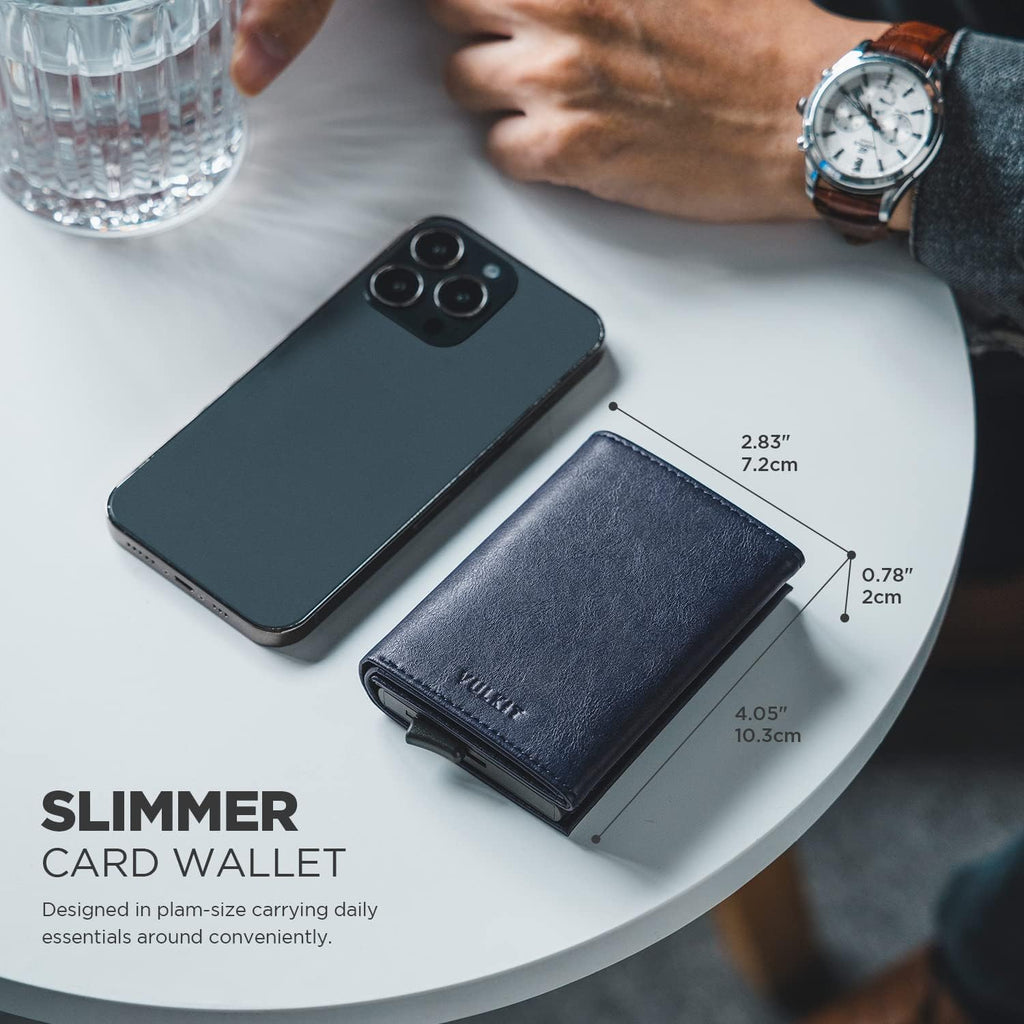 VULKIT Genuine Leather, Without Back Zipper Slot, Magnetic Strip Closure Tri-fold Wallet (VC208P) VULKIT Genuine Leather, Without Back Zipper Slot, Magnetic Strip Closure Tri-fold Wallet (VC208P)