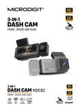 MICRODIGIT MDC82 3-in-1 Dash Cam – Front, Inside & Rear Cameras