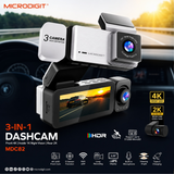 MICRODIGIT MDC82 3-in-1 Dash Cam – Front, Inside & Rear Cameras