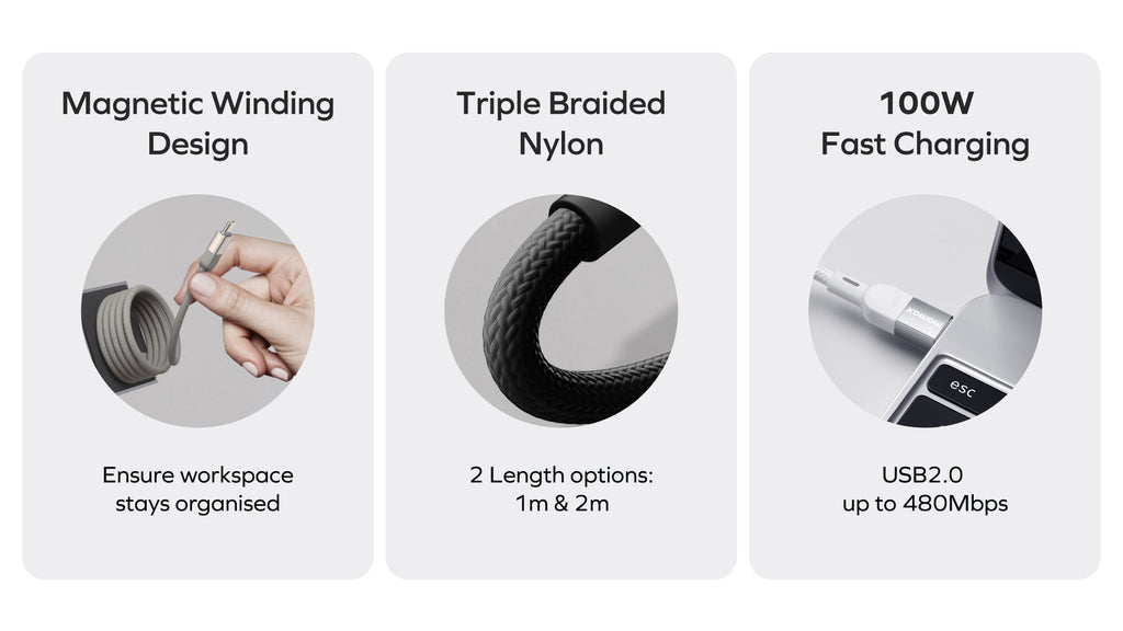 Momax Mag Link Magnetic USB-C to USB-C Cable 100W - Titanium Momax Mag Link Magnetic USB-C to USB-C Cable 100W - Titanium